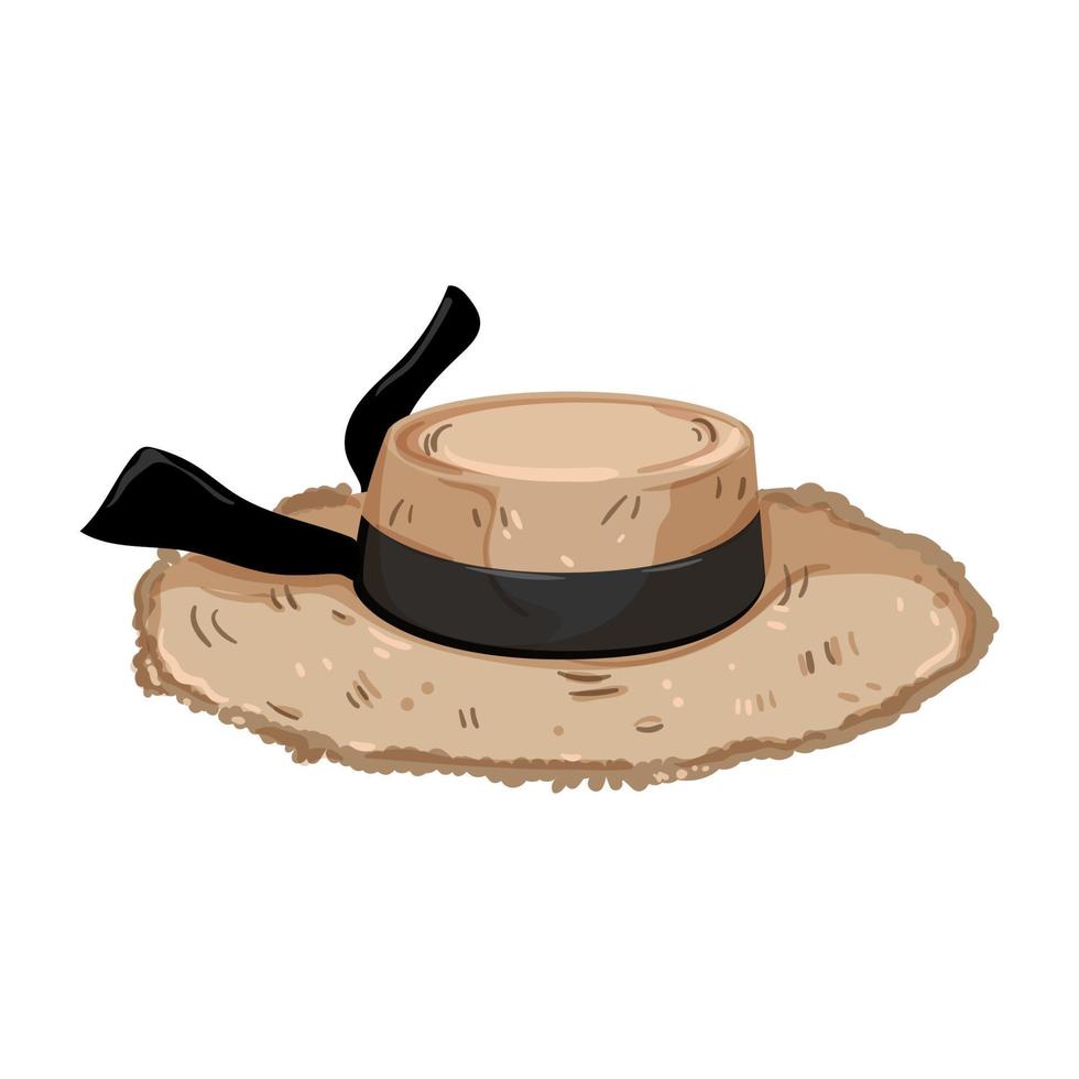 ilustración de vector de dibujos animados de sombrero de paja de moda
