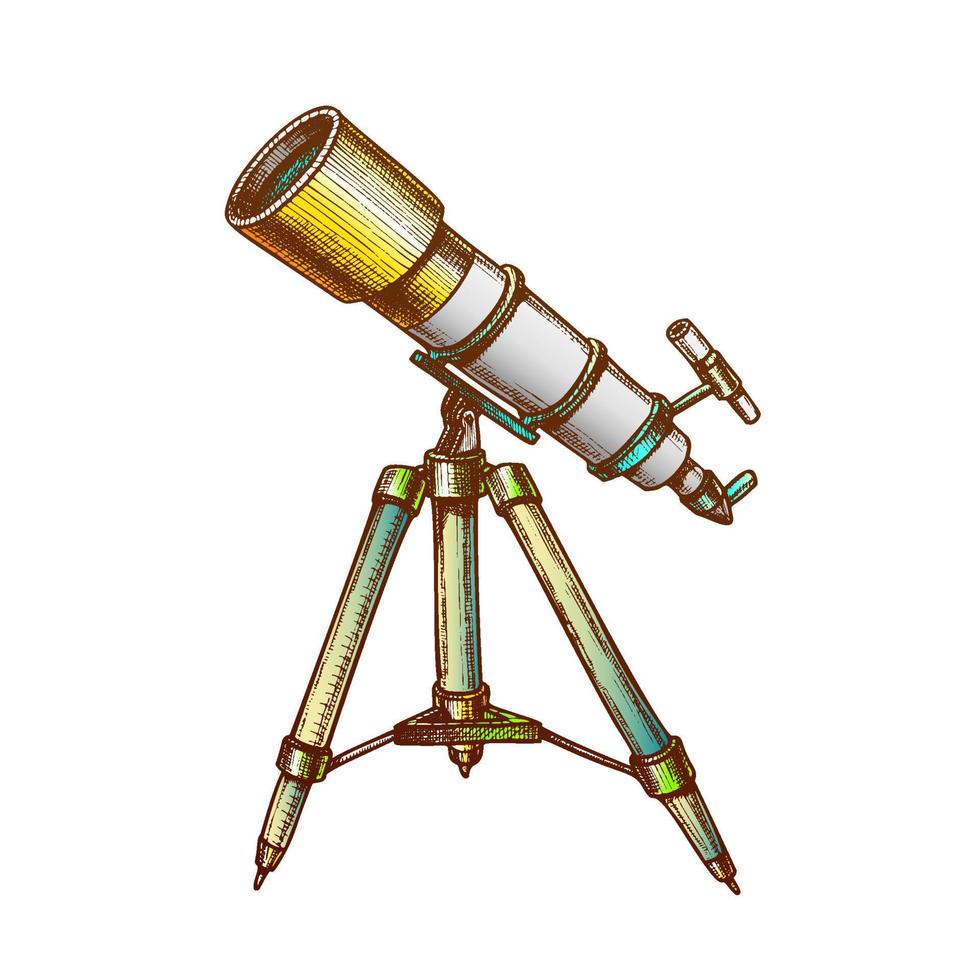astrónomo equipo telescopio color vector