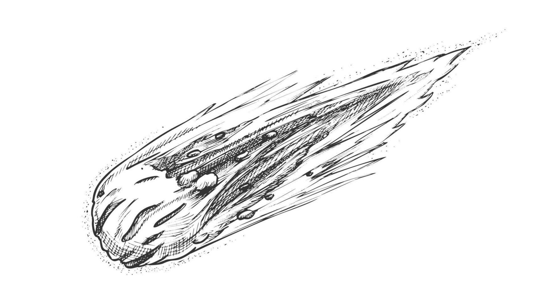 Danger Space Burning Asteroid Monochrome Vector