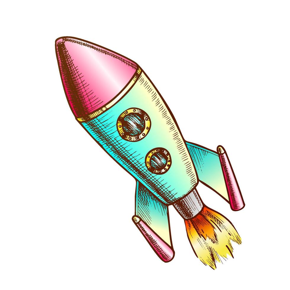 Space Exploring Launch Rocket Color Vector