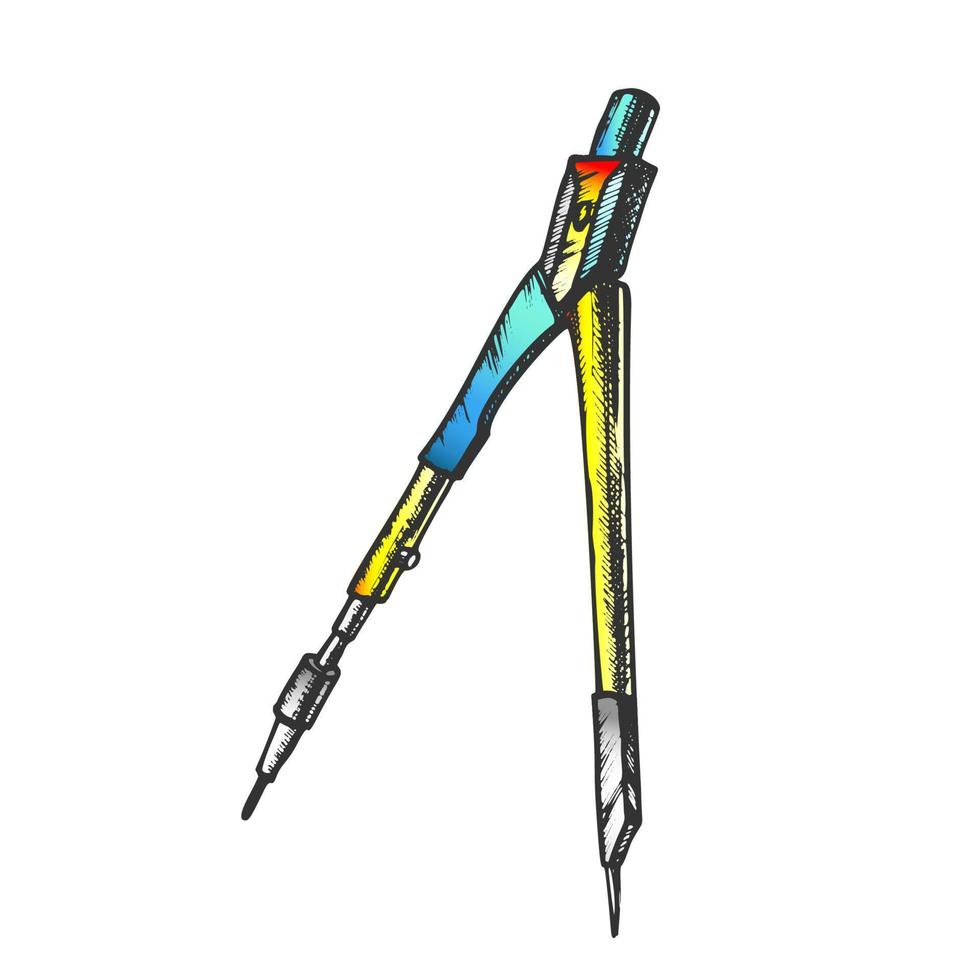 Drawing Compass Engineer Equipment Color Vector