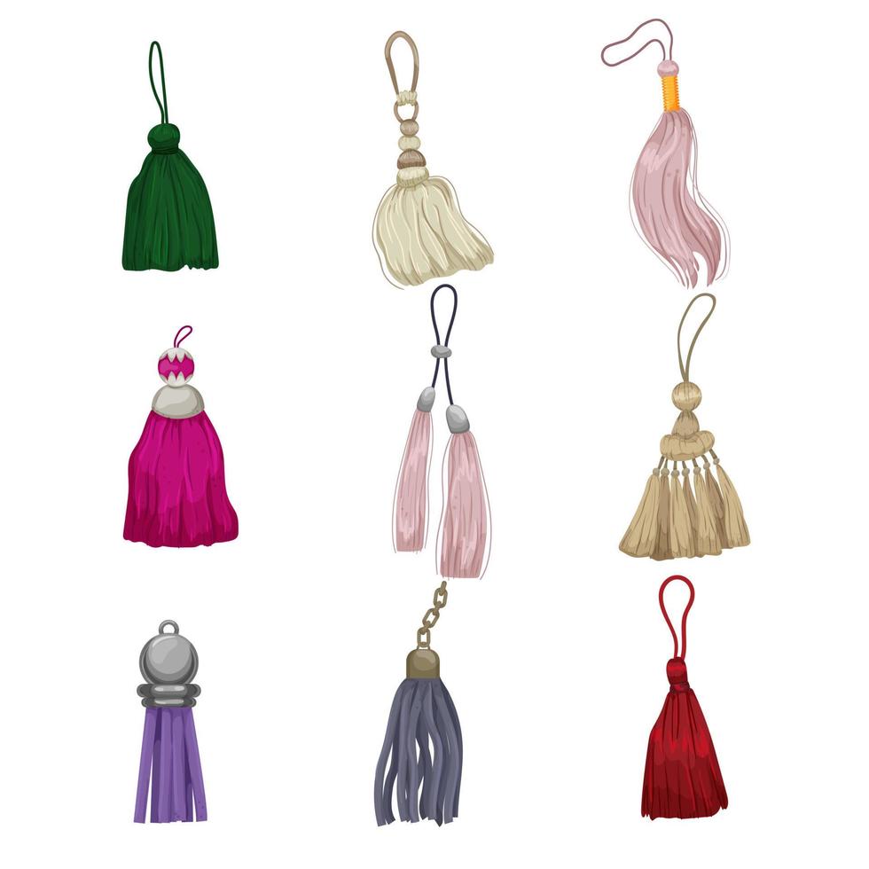 tassel rope set cartoon vector illustration