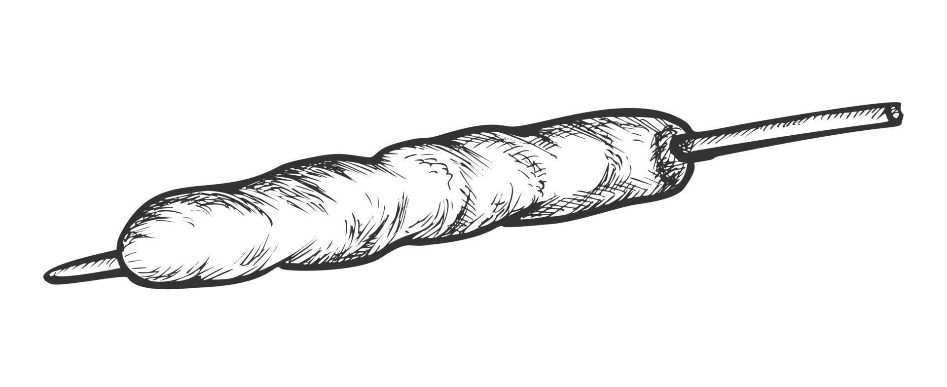 Potato Vegetarian Kebab Fastfood Monochrome Vector