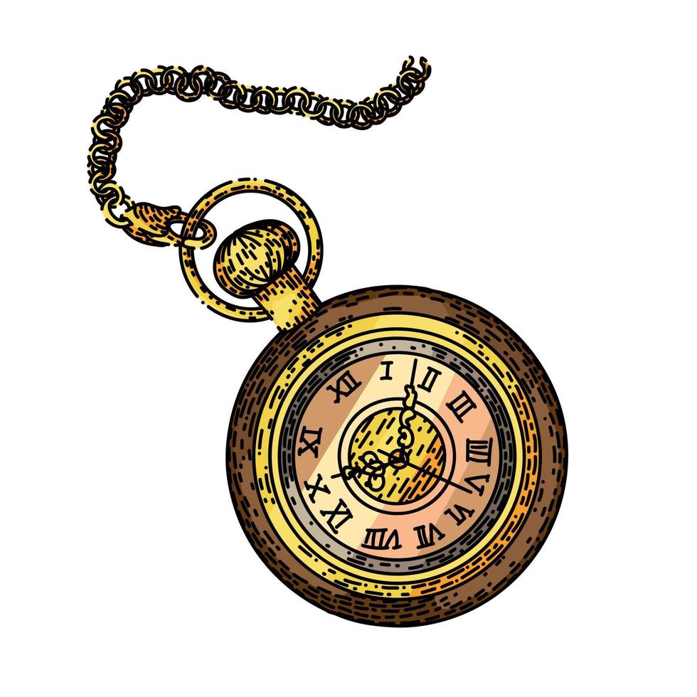 old watch pocket sketch hand drawn vector