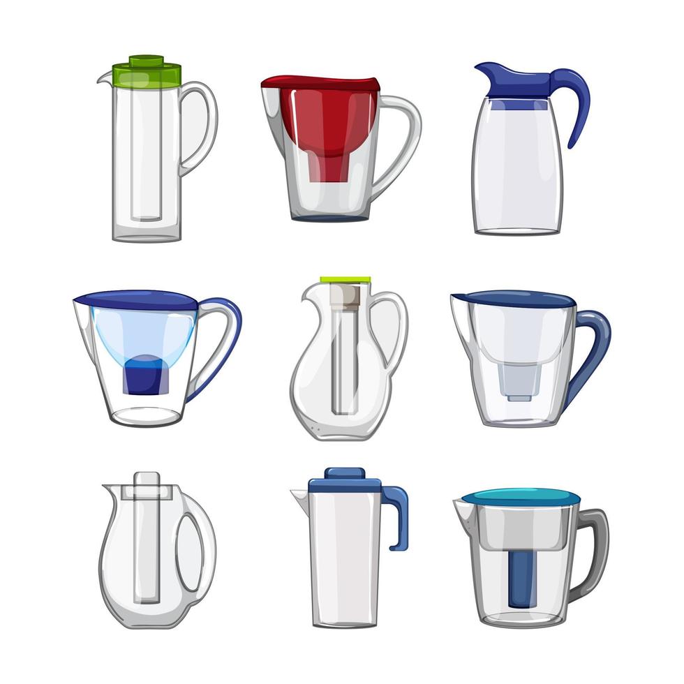 water pitcher set cartoon vector illustration