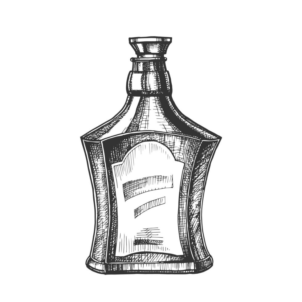 Drawn Scotch Bottle With Style Cork Cap Vector