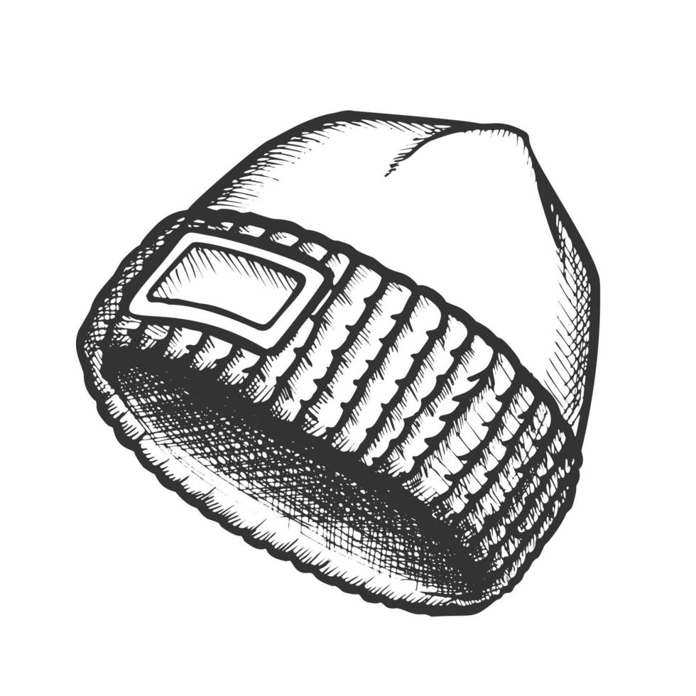 Winter Cap Seasonal Warmer Wear Monochrome Vector