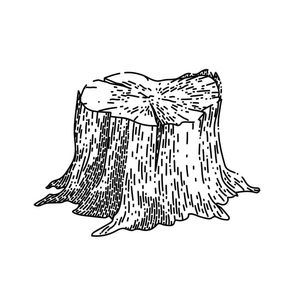 vector dibujado a mano de bosquejo de madera de tocón