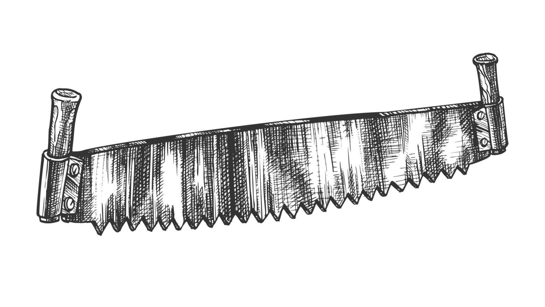 Old Model Of Two-handed Saw For Sawing Logs Vector