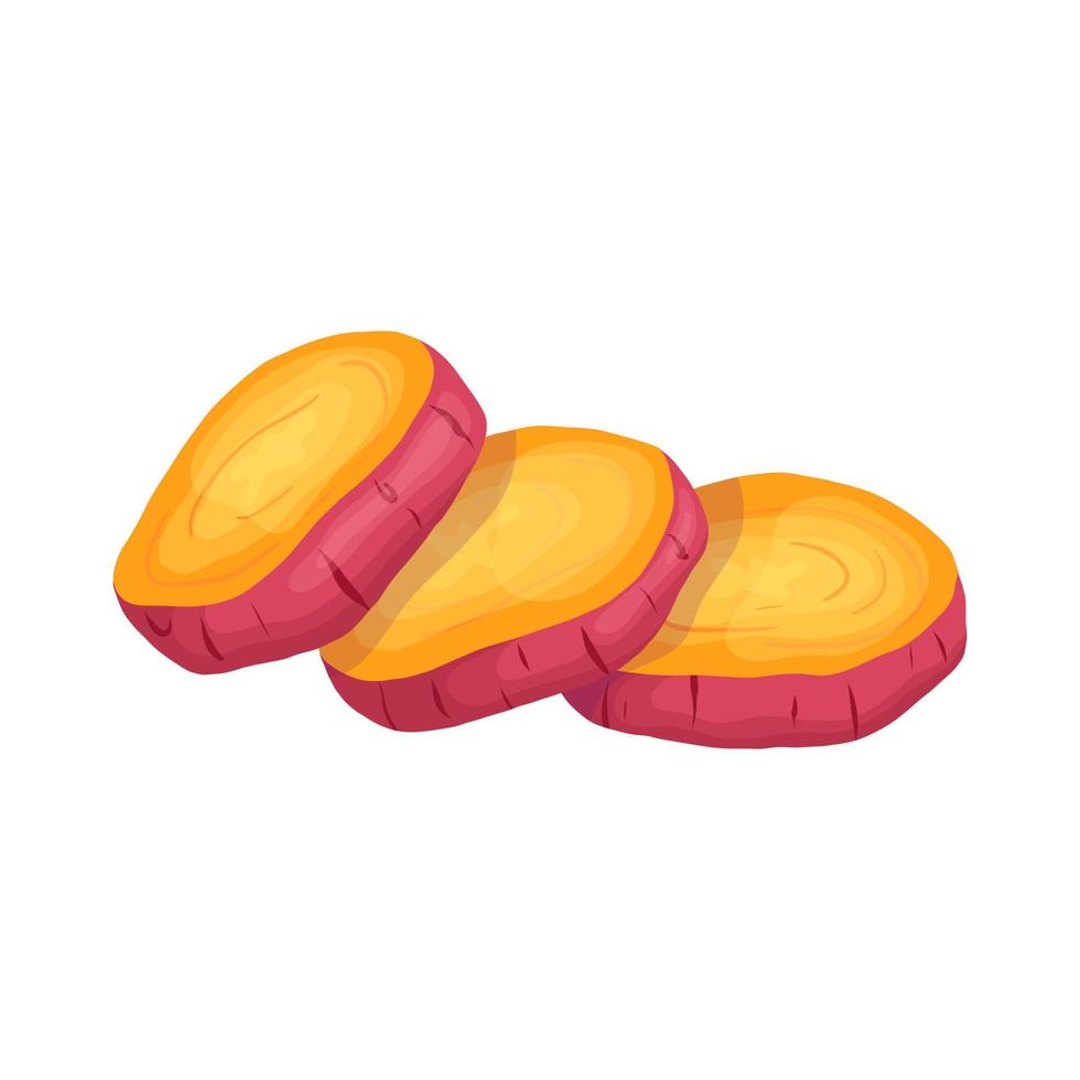 sweet potato cut cartoon vector illustration