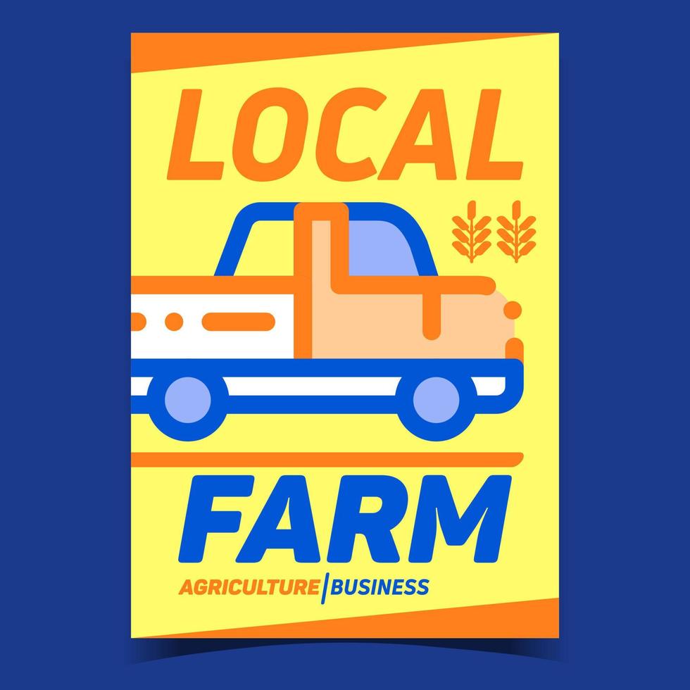 Local Farm Transport Creative Promo Banner Vector