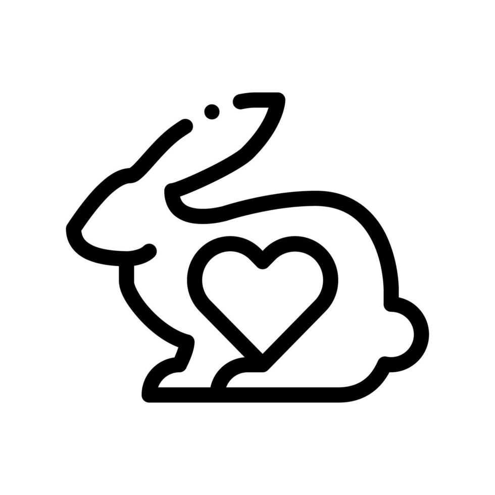 Animal Rabbit And Heart Vector Thin Line Icon