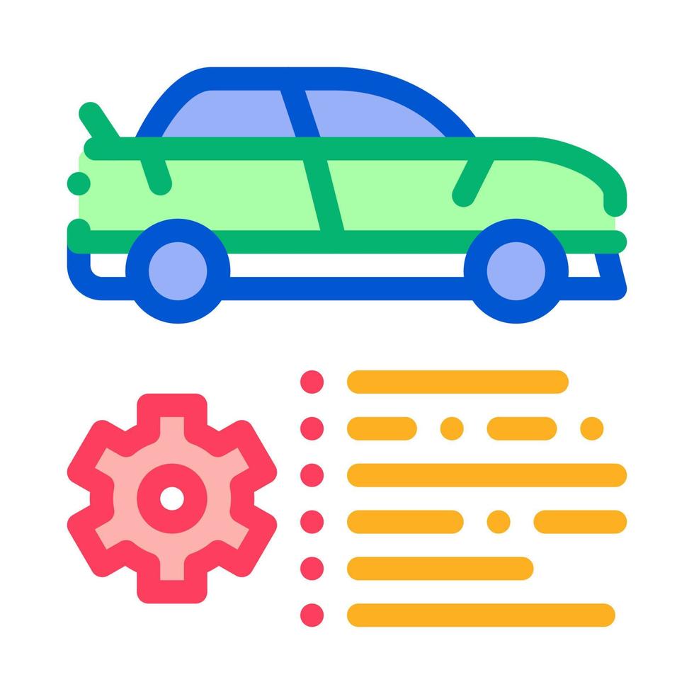 ilustración de contorno de vector de icono de engranaje de característica de coche