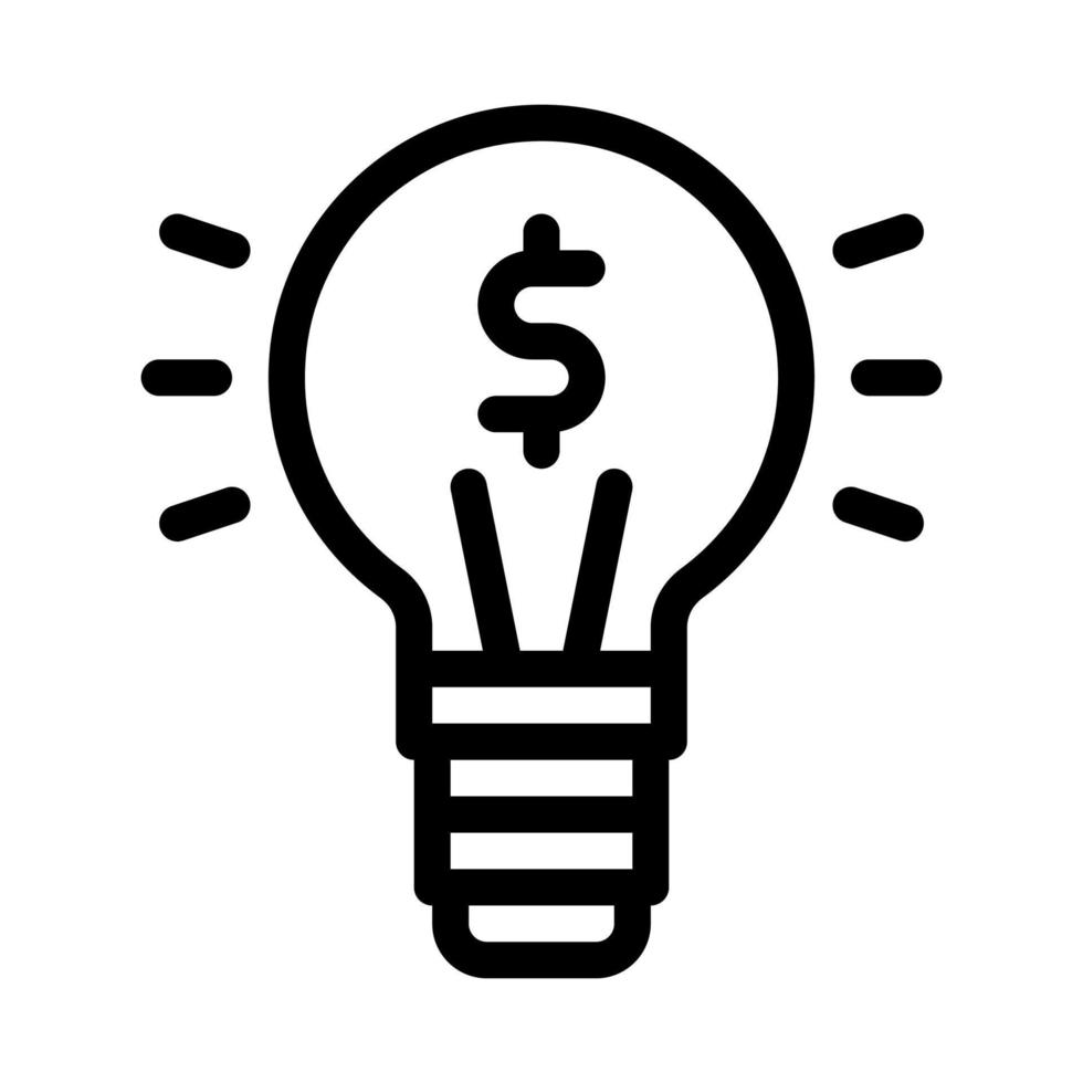 Light Lamp Money Icon Vector Outline Illustration