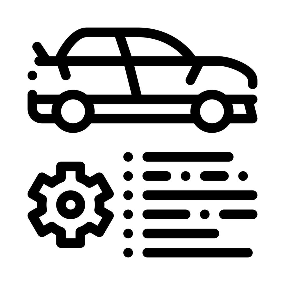 ilustración de contorno de vector de icono de engranaje de característica de coche