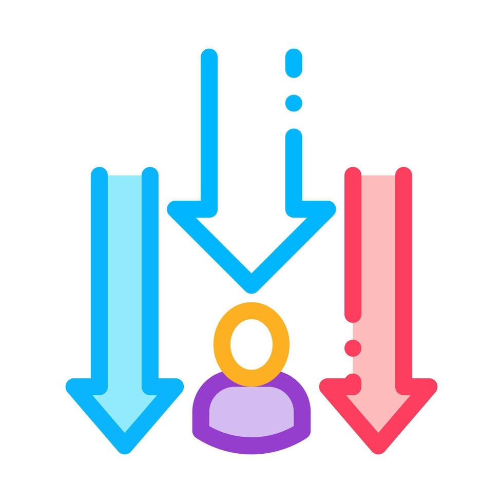 Man Down Arrows Icon Vector Outline Illustration