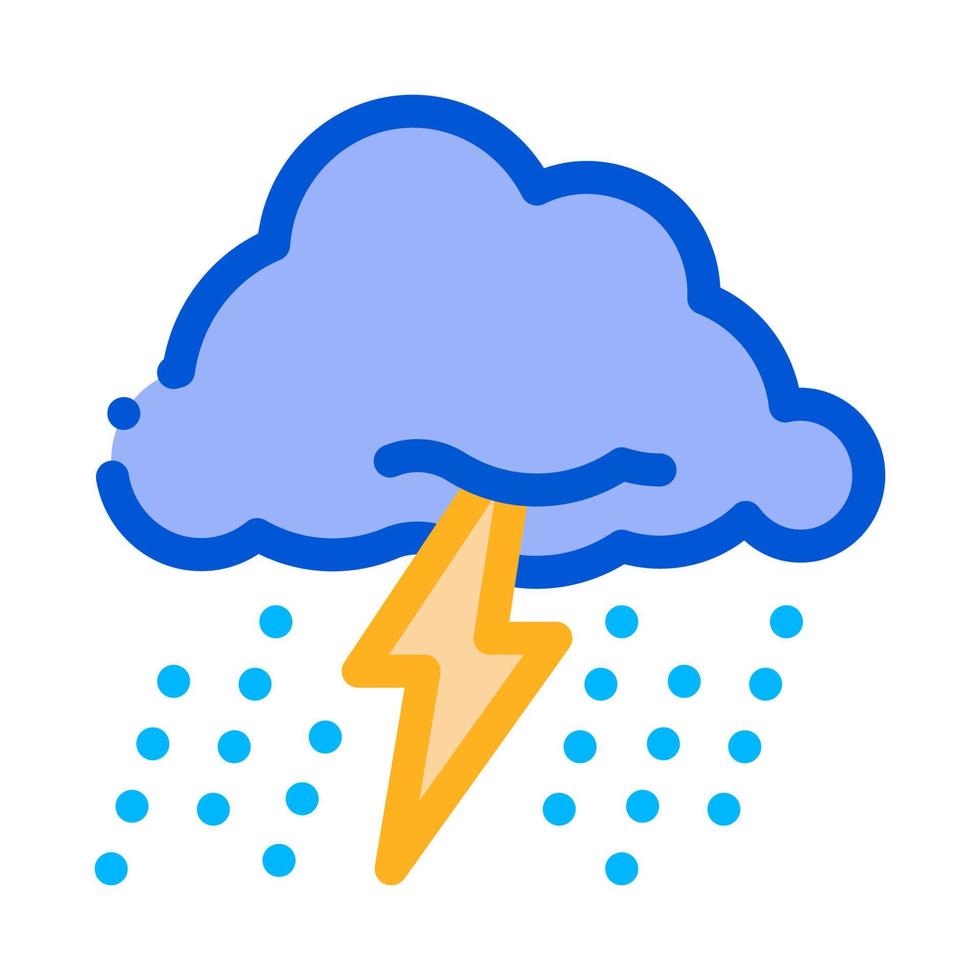 Rain Lightning Icon Vector Outline Illustration