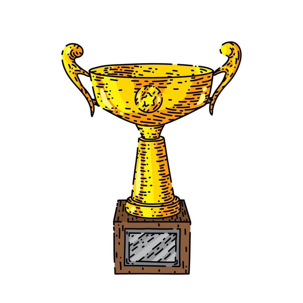 trofeo de oro boceto dibujado a mano vector