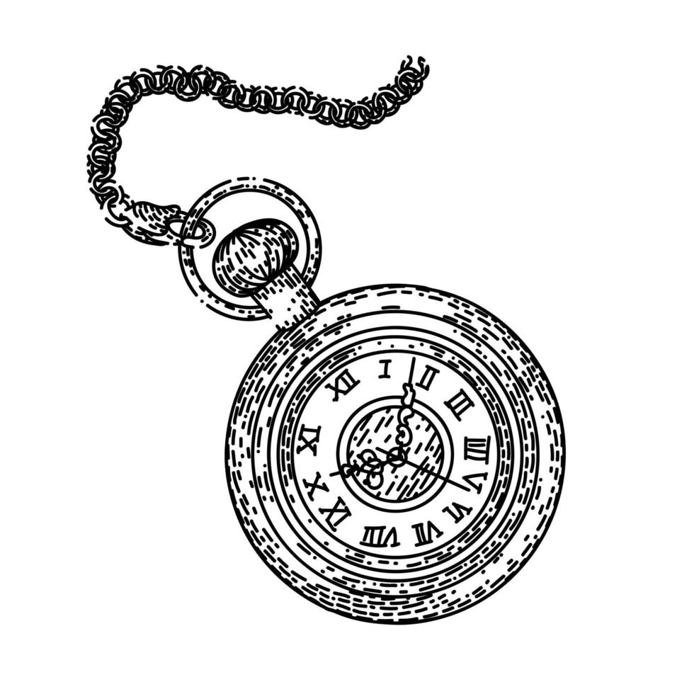 old watch pocket sketch hand drawn vector