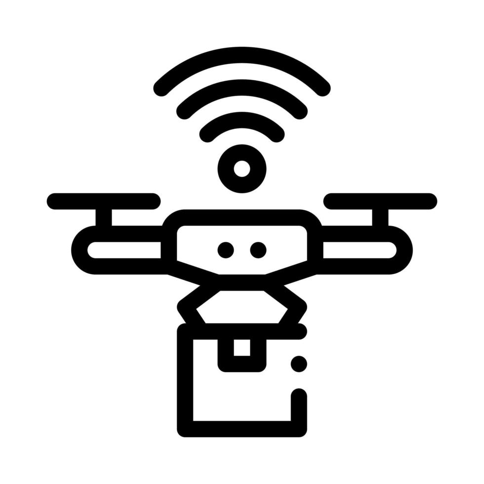 Flying Drone Icon Vector Outline Illustration