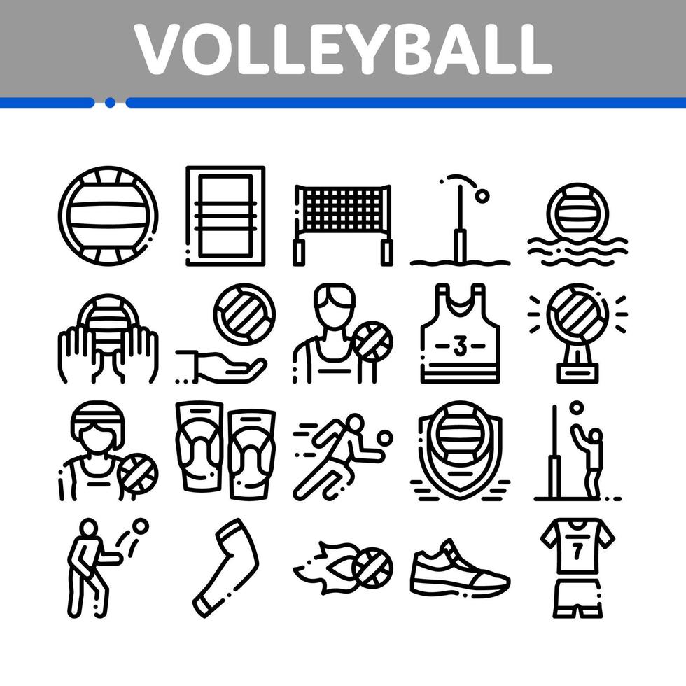 iconos de colección de juegos deportivos de voleibol establecer vector