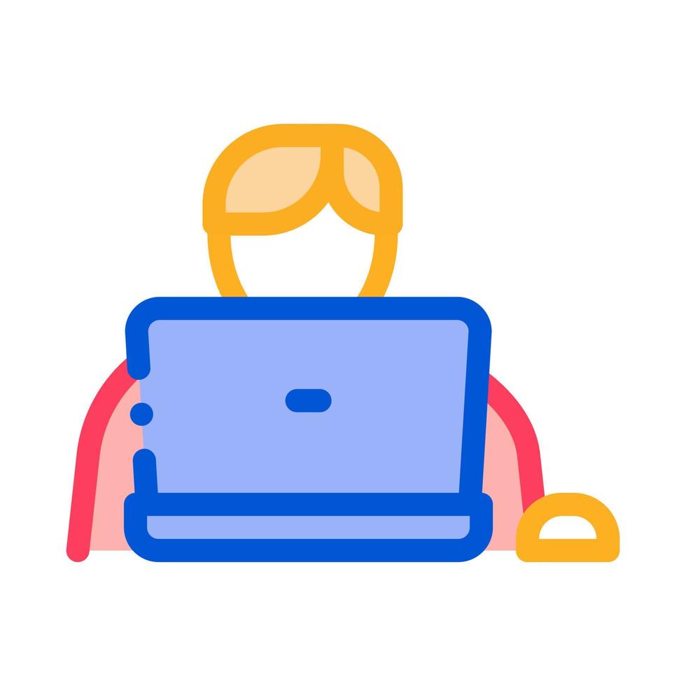 Man Play Laptop Icon Vector Outline Illustration