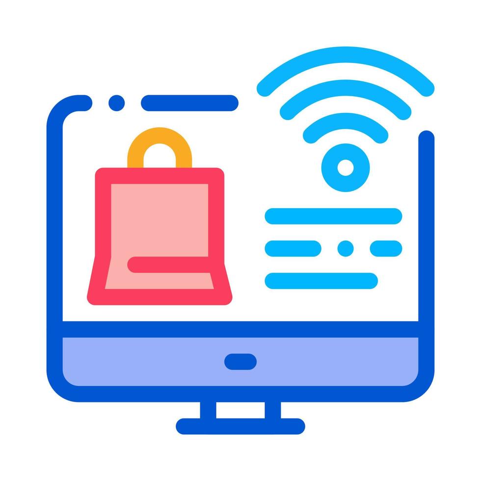 Online Shopping via Wi-Fi Icon Vector Outline Illustration