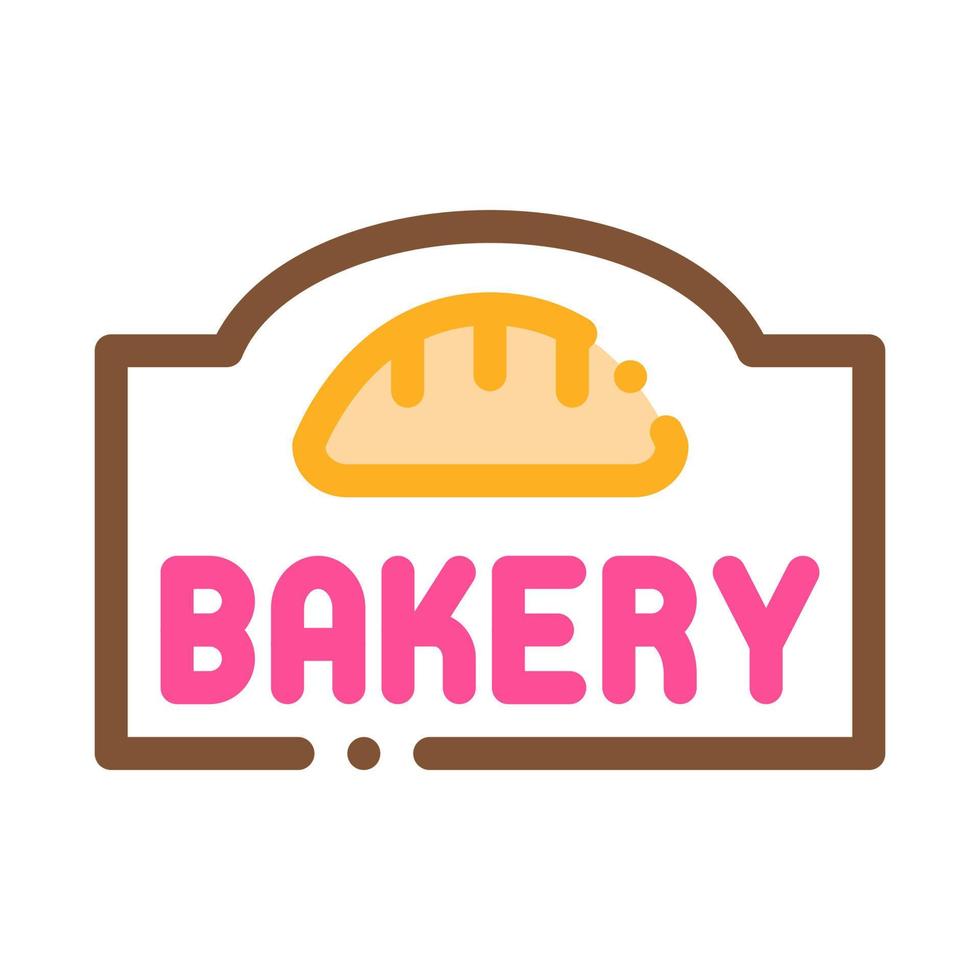 Bakery Bread Shop Nameplate Icon Thin Line Vector