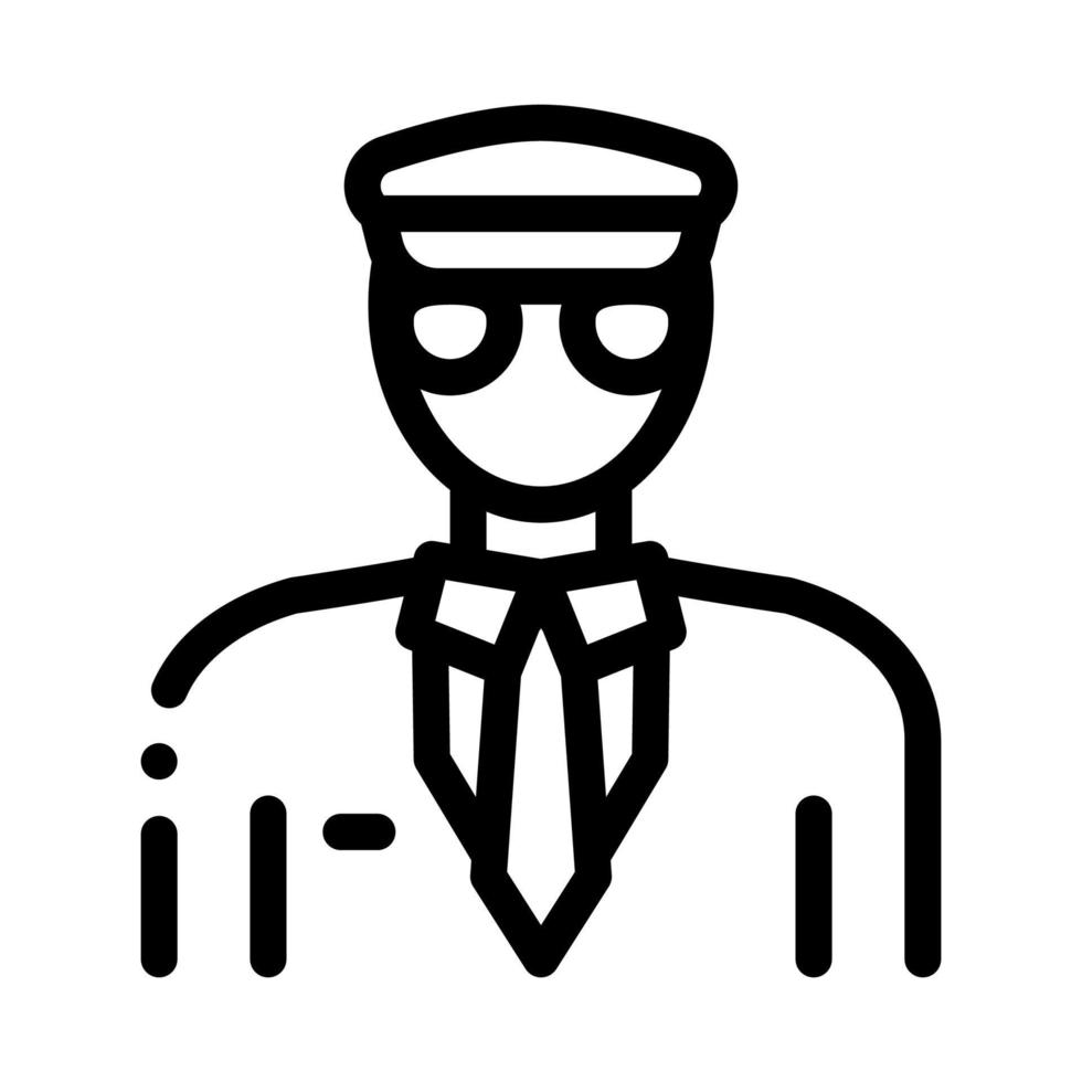 Pilot Aircraft Silhouette Icon Thin Line Vector