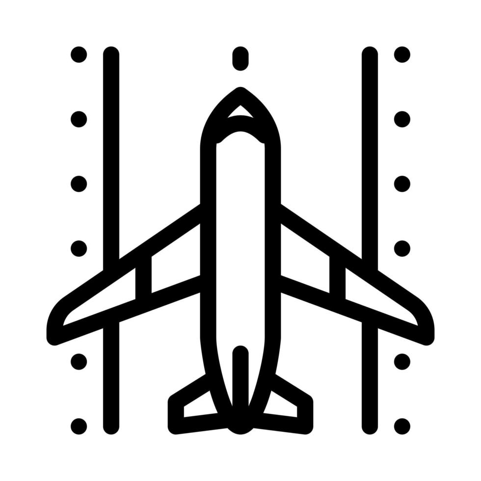 avión en pista aeropuerto icono vector de línea delgada