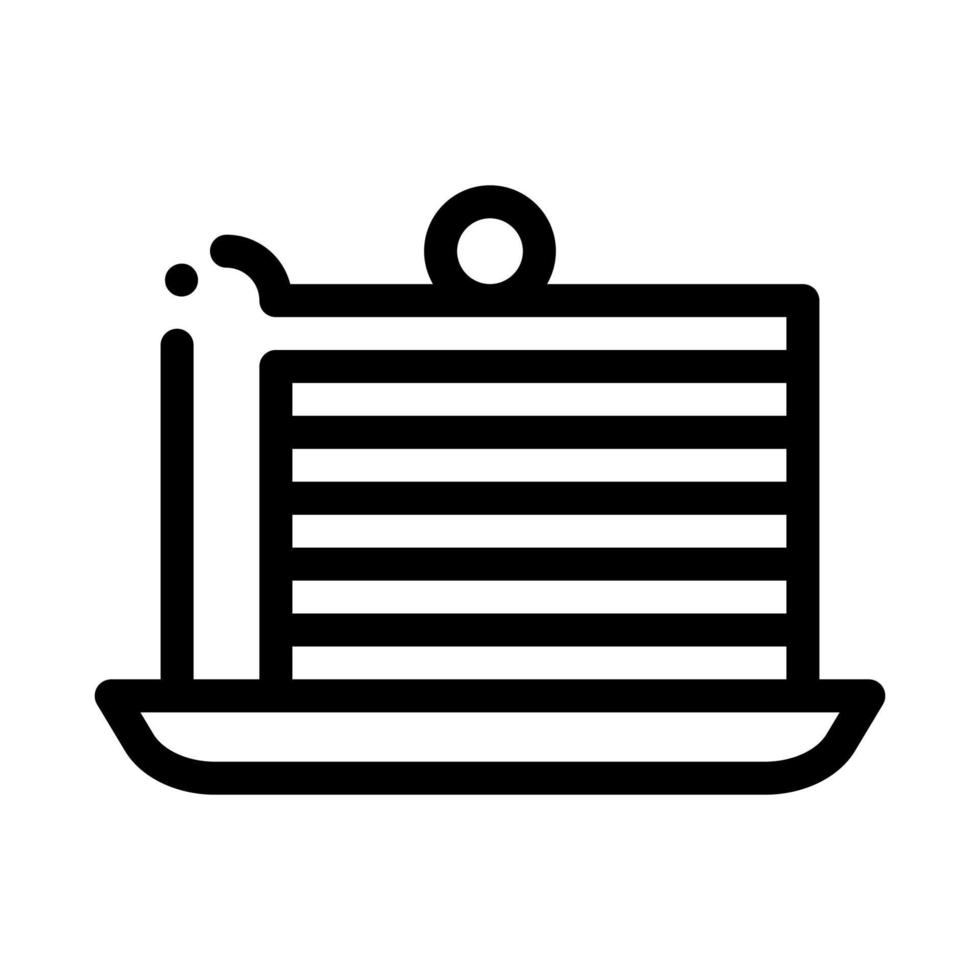 Puff Cake With Berry On Top Icon Thin Line Vector