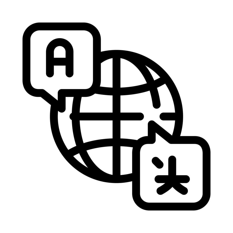 icono de idioma internacional mundial vector de línea delgada
