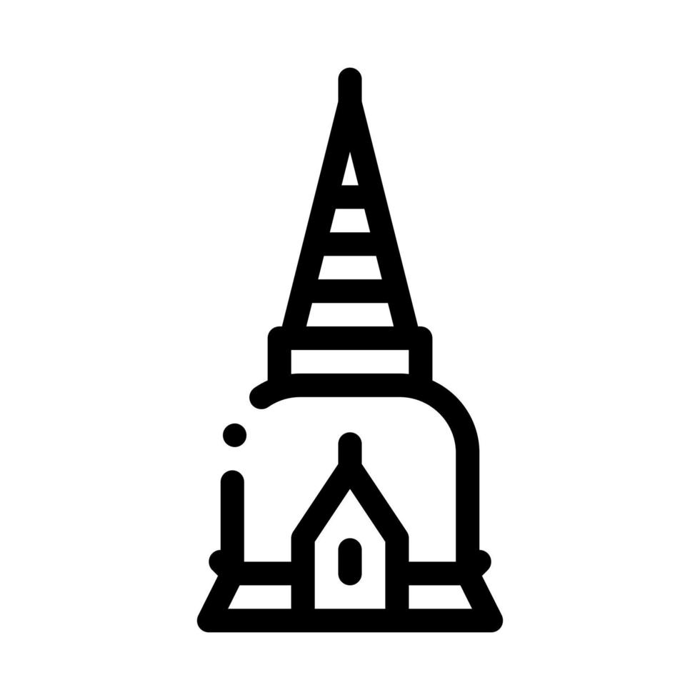 vector de línea delgada de icono de torre de religión de tailandia