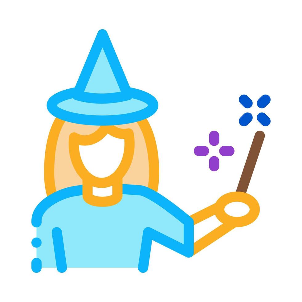 Wizard Woman Icon Vector Outline Illustration