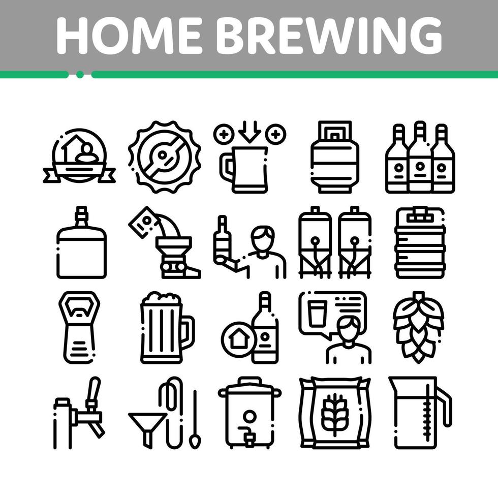 vector de conjunto de iconos de colección de cerveza de elaboración casera