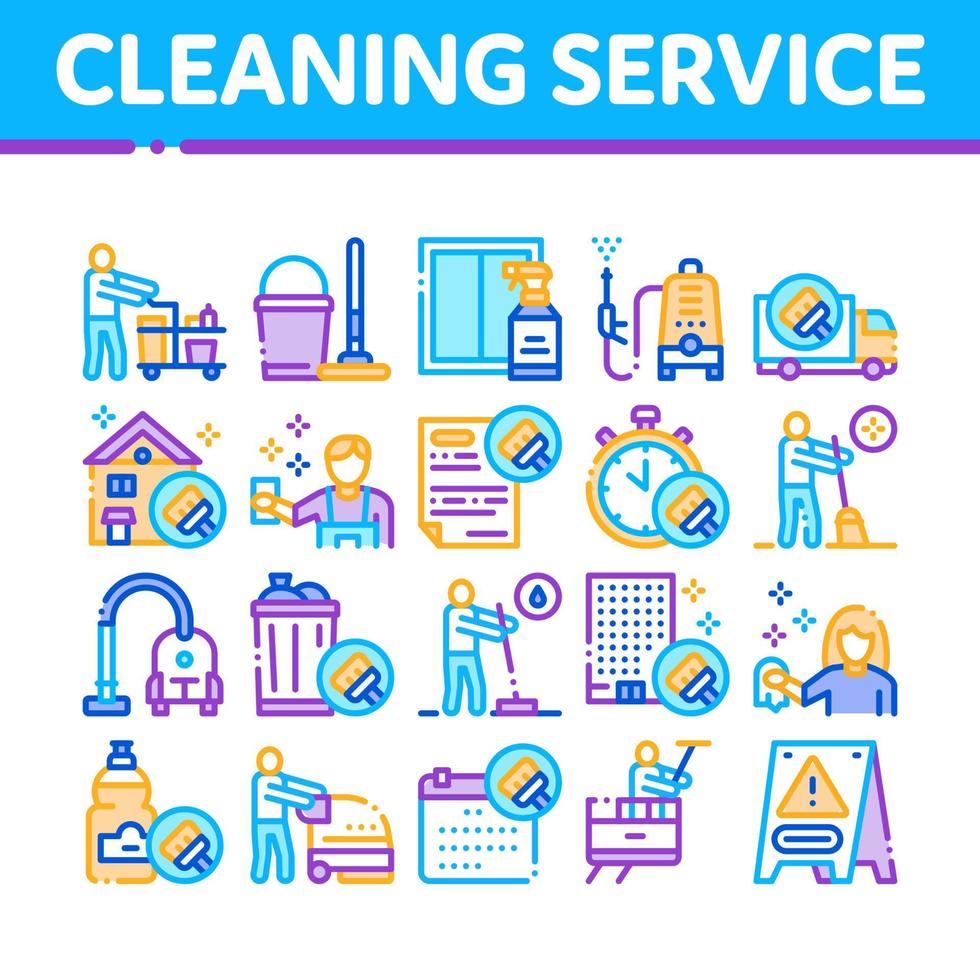 Cleaning Service Tool Collection Icons Set Vector