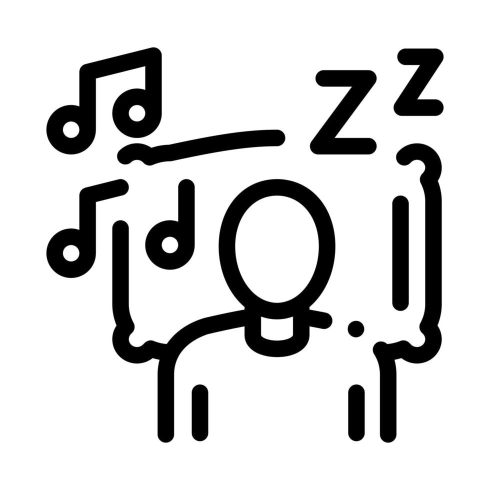 quedarse dormido con la ilustración de contorno de vector de música