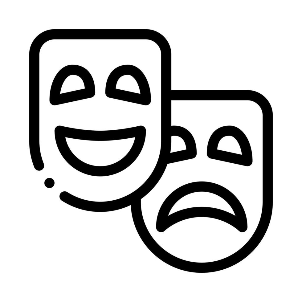Mask People Emotions Vector Outline Illustration