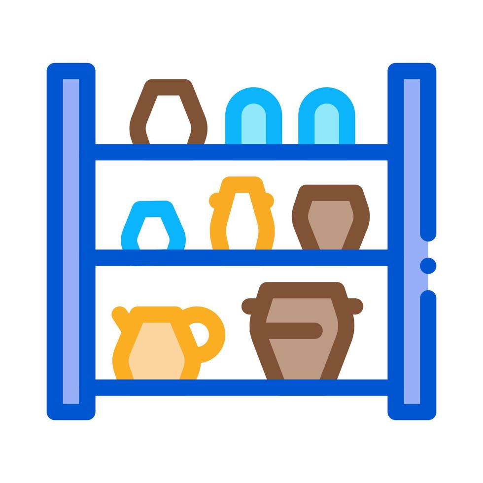 cupboard with clay products icon vector outline illustration