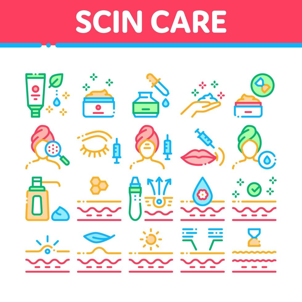 Skin Care Cosmetic Collection Icons Set Vector