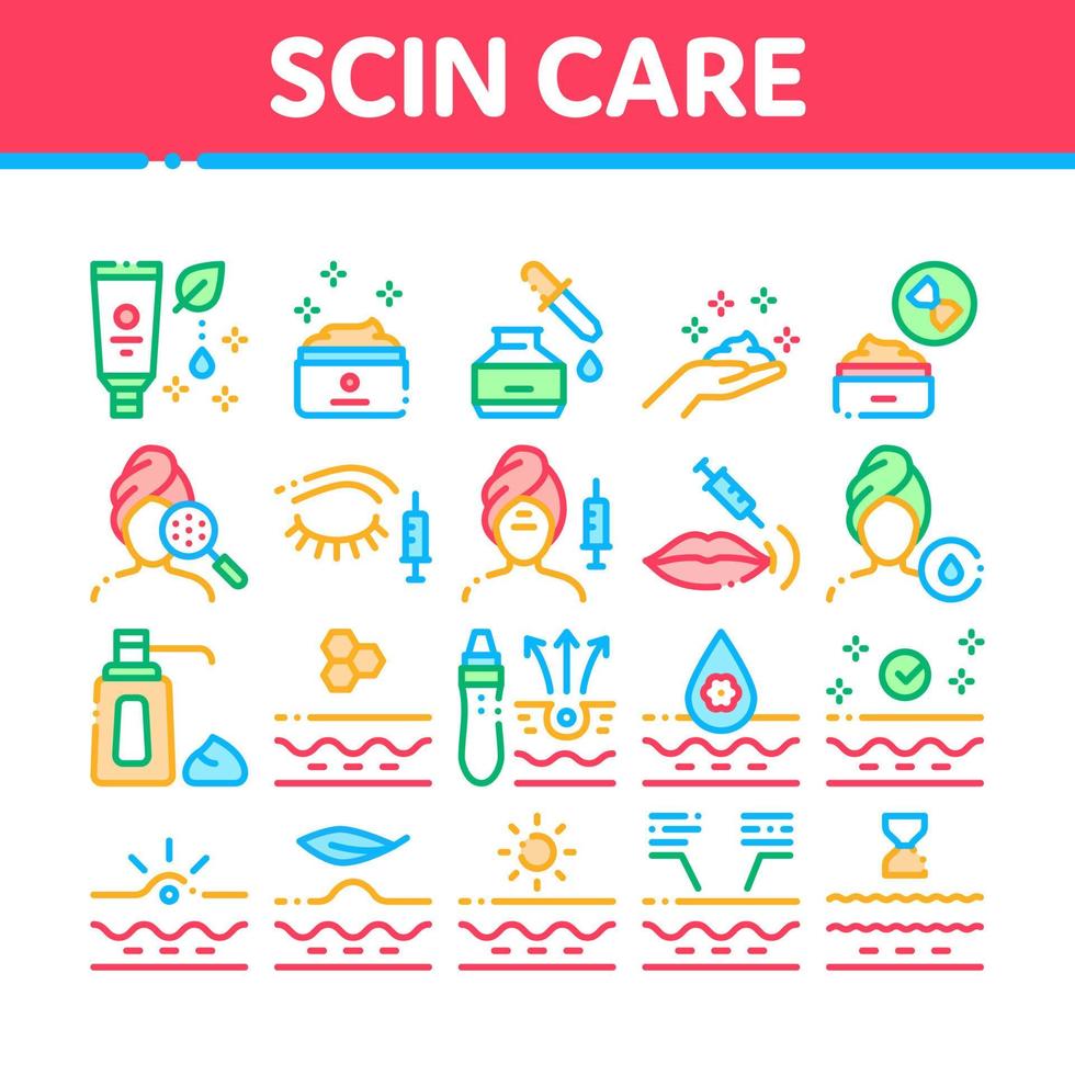 Skin Care Cosmetic Collection Icons Set Vector