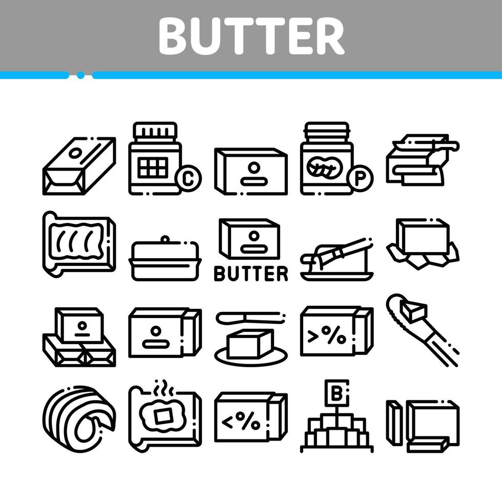 conjunto de iconos de colección de mantequilla o margarina vector
