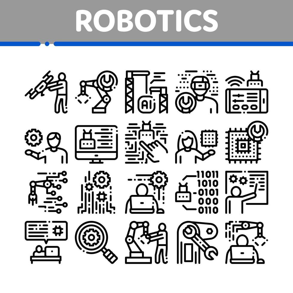 Robotics Master Collection Icons Set Vector