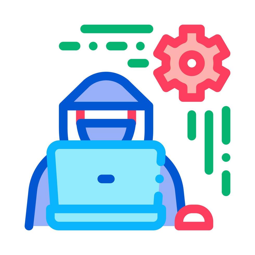 settings hacker icon vector outline illustration
