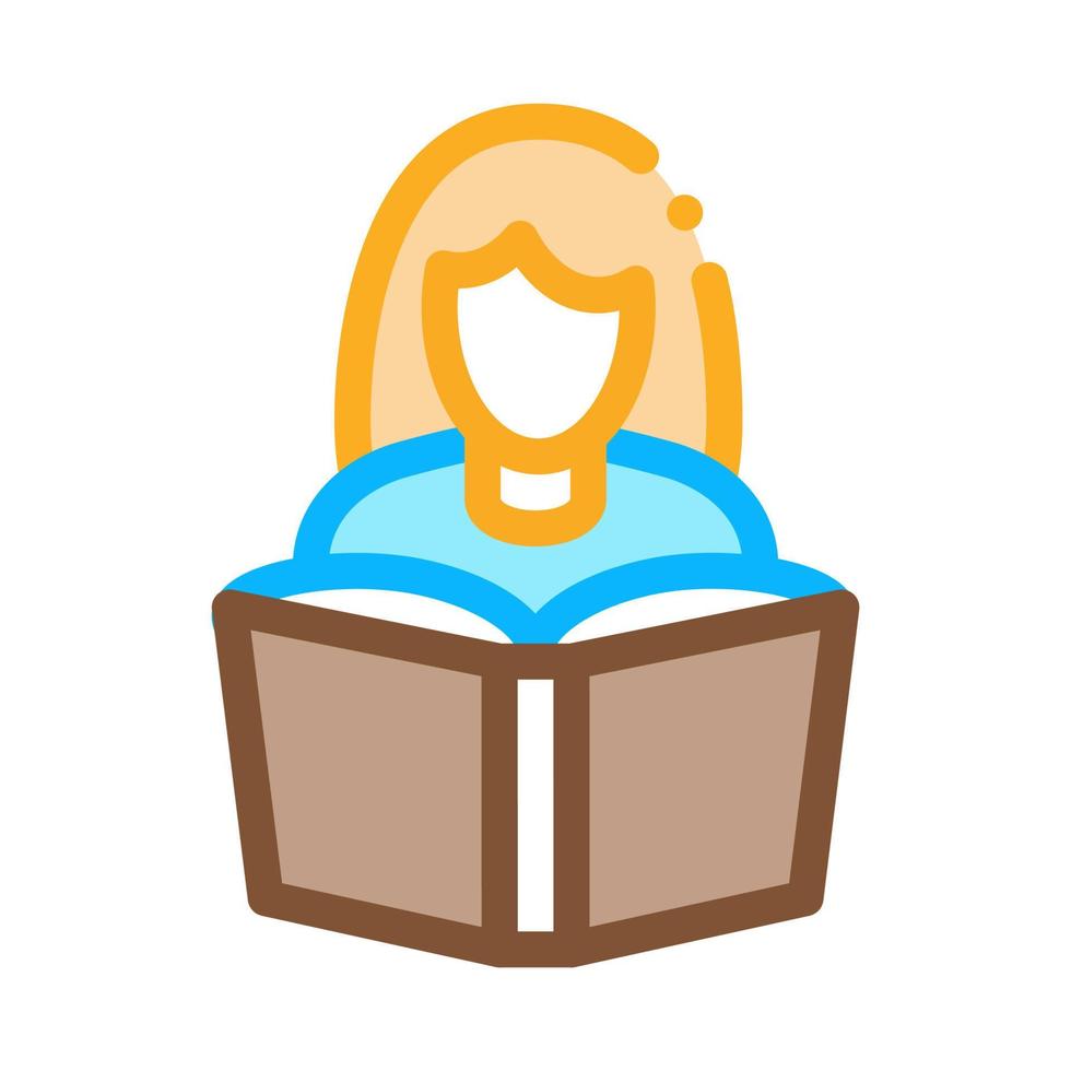 reading girl icon vector outline illustration