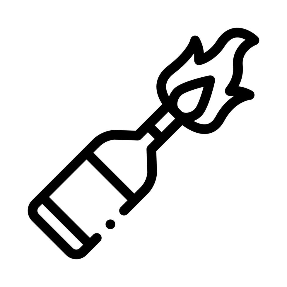 ilustración de contorno de vector de icono de botella ardiente