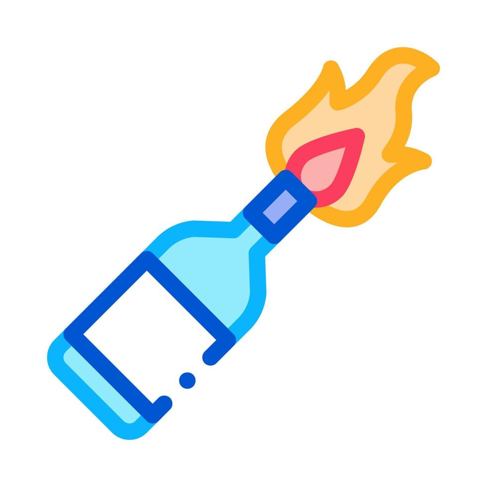 ilustración de contorno de vector de icono de botella ardiente