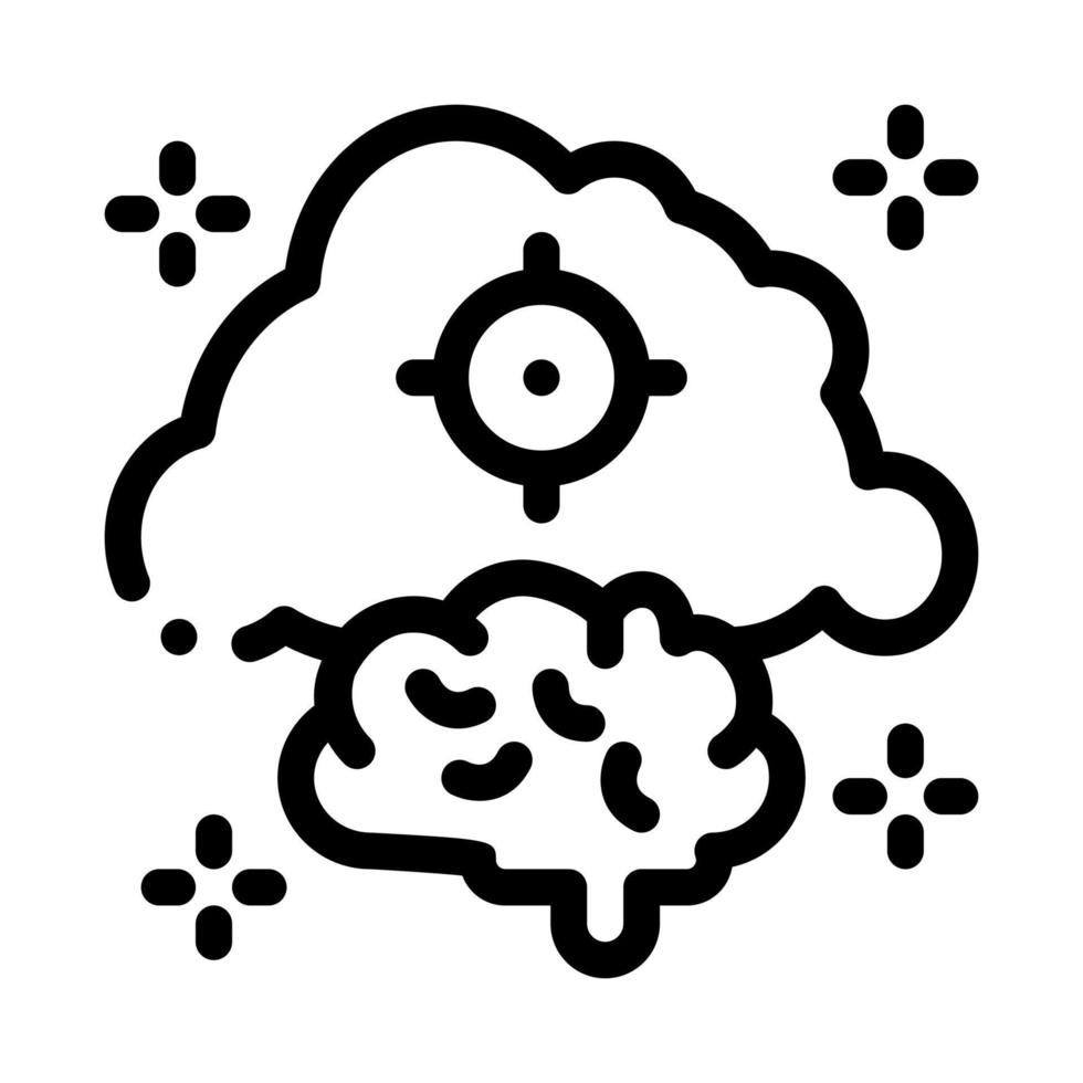 brain cloud target icon vector outline illustration