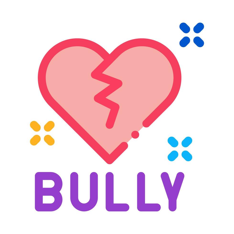 bully broken heart icon vector outline illustration
