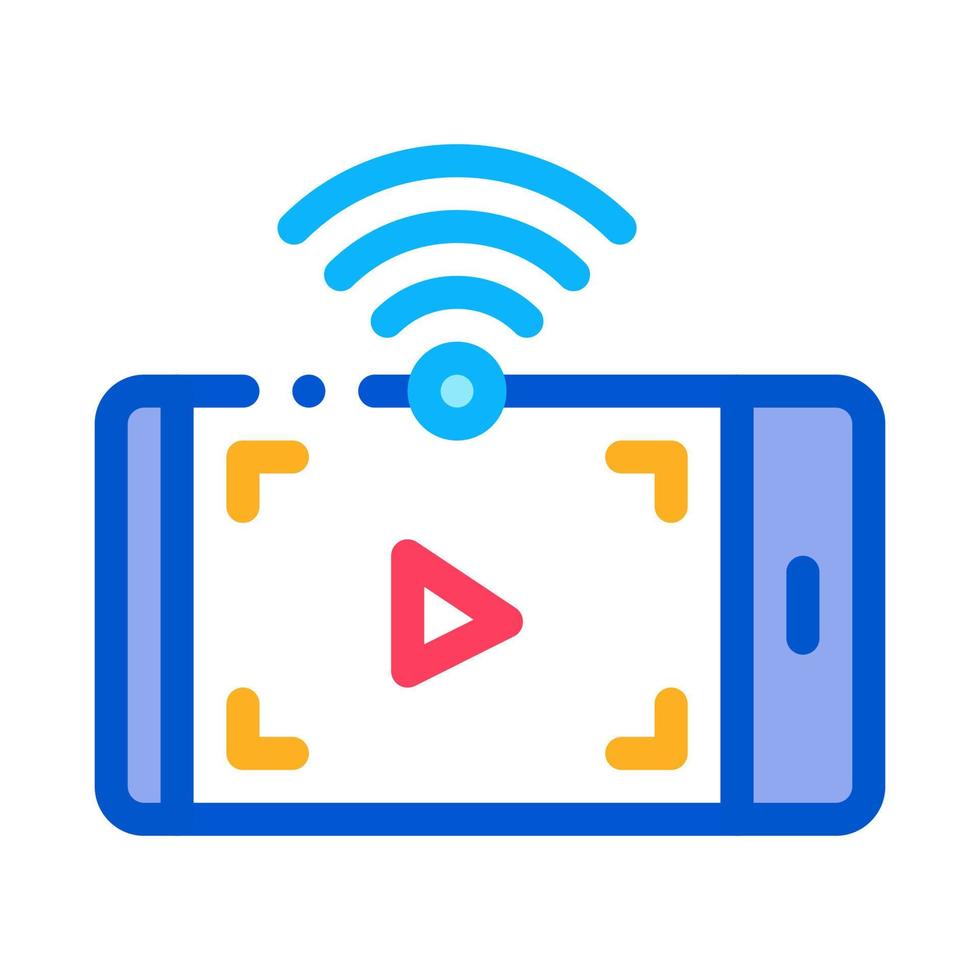 watching video with wifi icon vector outline illustration